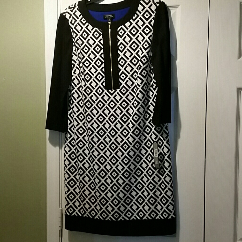 Tahari ladies black and white dress.